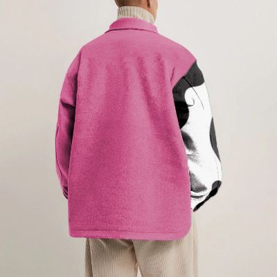 Cow Print Color Block Shirt Jacket