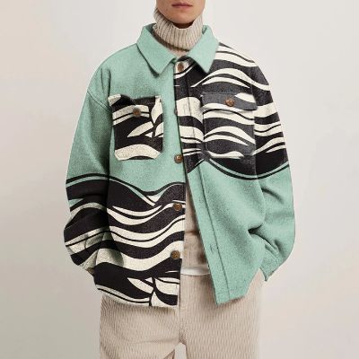 Striped Colorblock Shirt Jacket