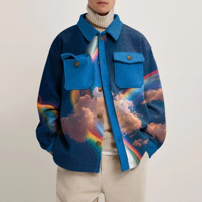 Rainbow Blue Sky Print Shirt Jacket