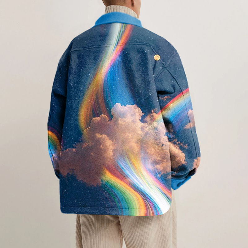 Rainbow Blue Sky Print Shirt Jacket