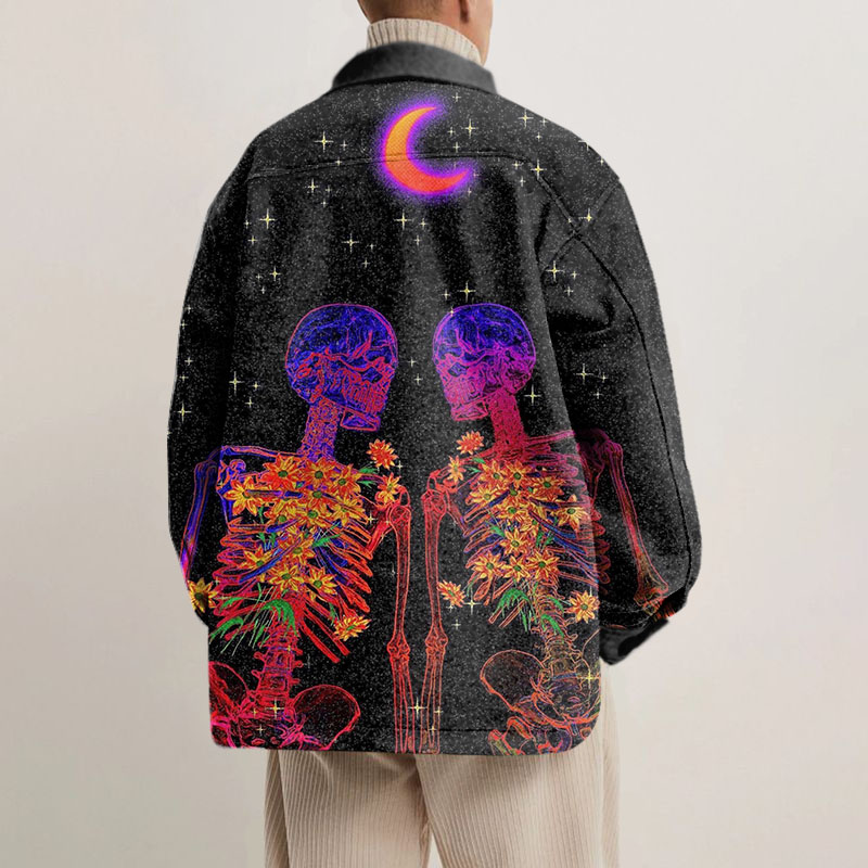 Love Skeleton Print Shirt Jacket