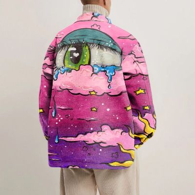 Artistic Eyes Cloud Print Shirt Jacket
