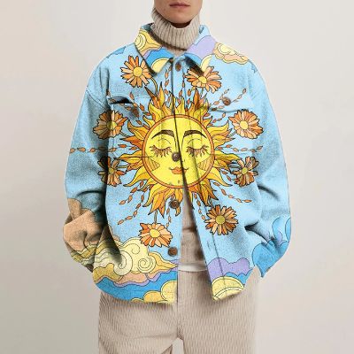 Sunflower Print Shirt Jacket