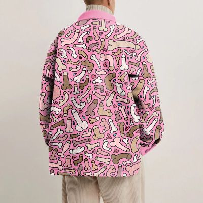 Fun Pink Cocks Print Shirt Jacket