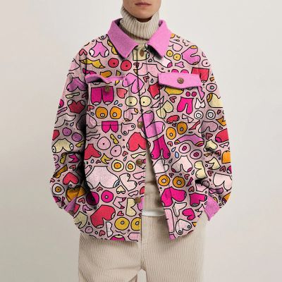 Fun Pink Boobs Print Shirt Jacket