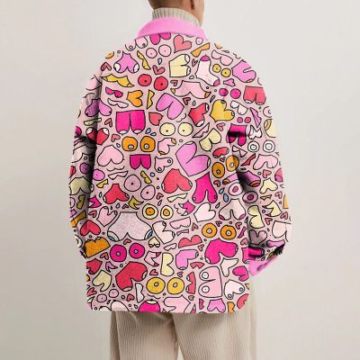 Fun Pink Boobs Print Shirt Jacket