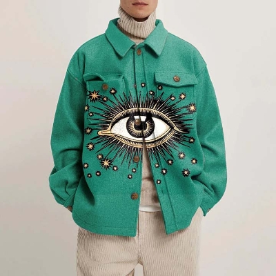 Eye of Horus Print Shirt Jacket