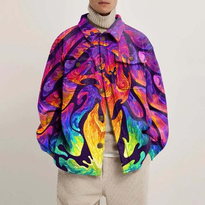 Colorful Art Portrait Print Shirt Jacket