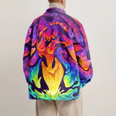 Colorful Art Portrait Print Shirt Jacket