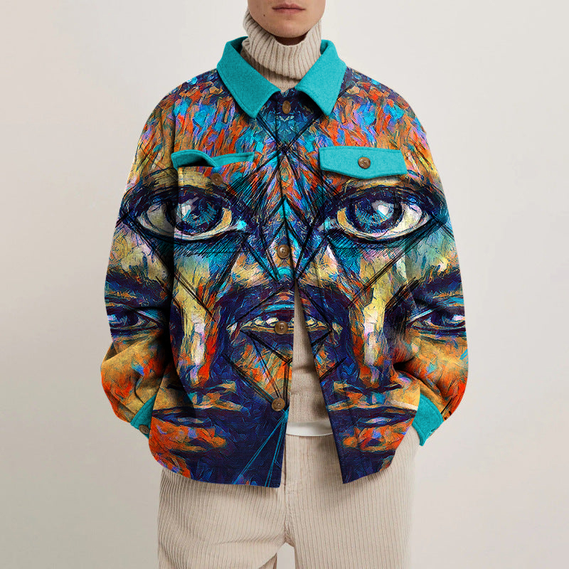 Unisex Print Color Eye Shirt Jacket