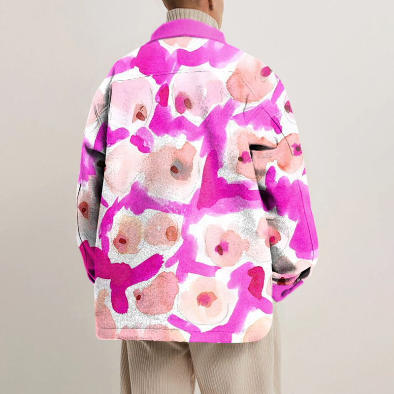 Pink Vintage Multicolor Boobs Print Jacket