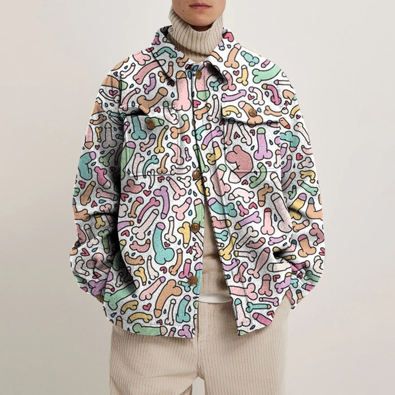 Unisex Multicolor Cocks Shirt Jacket