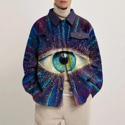 Unisex Firework Line Eye Print Shirt Jacket