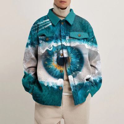 Unisex Firework Line Eye Print Shirt Jacket