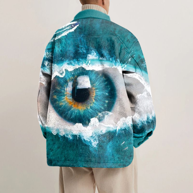 Unisex Firework Line Eye Print Shirt Jacket