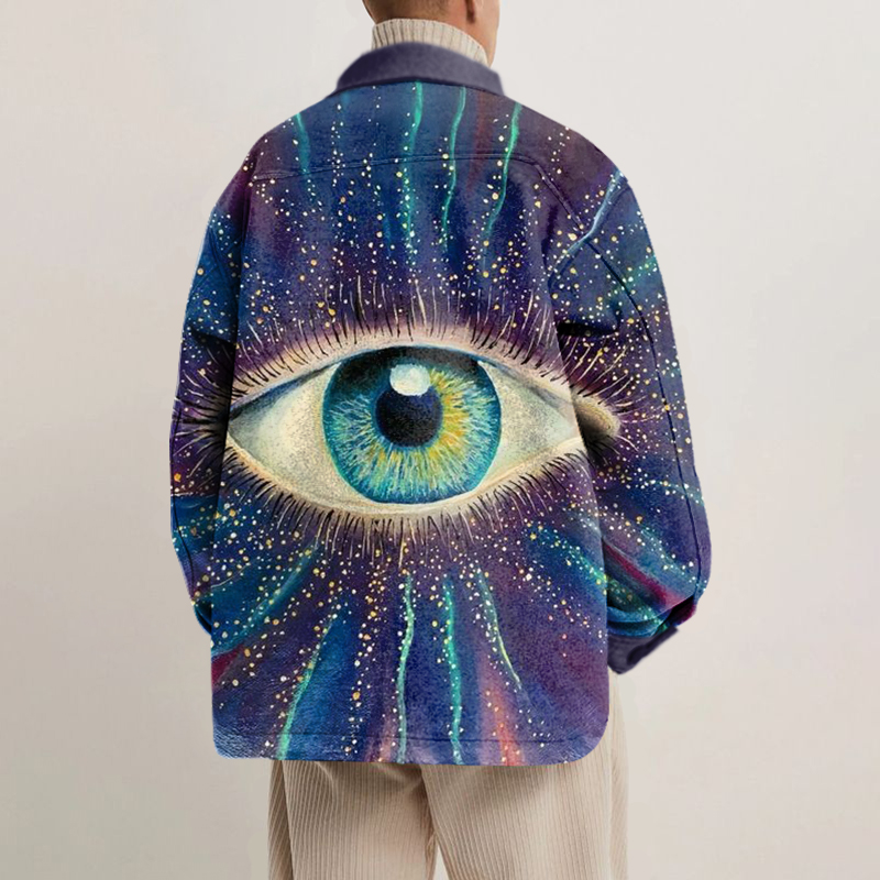 Unisex Firework Line Eye Print Shirt Jacket