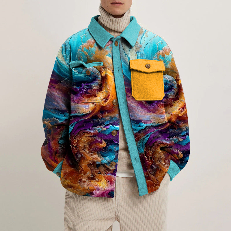 Unisex Cloud Print Shirt Jacket