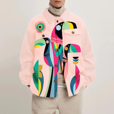 Geometric Flamingo Shirt Jacket