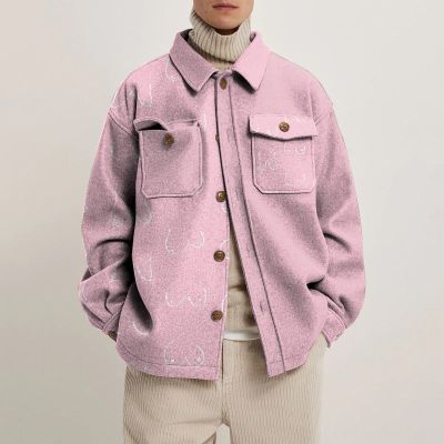 Neutral Pink Chest Print Jacket