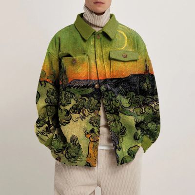 Landscape Print Unisex Shirt Jacket