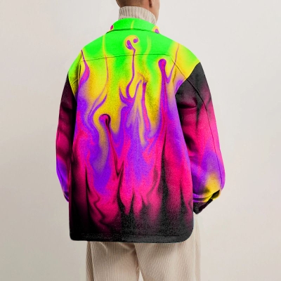 Color Rendered Gradient Print Shirt Jacket