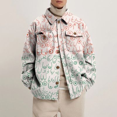 Colorful Cartoon Chest Print Shirt Jacket