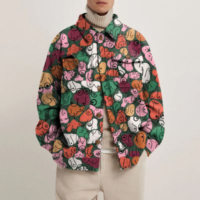 Colorful Cartoon Chest Print Shirt Jacket