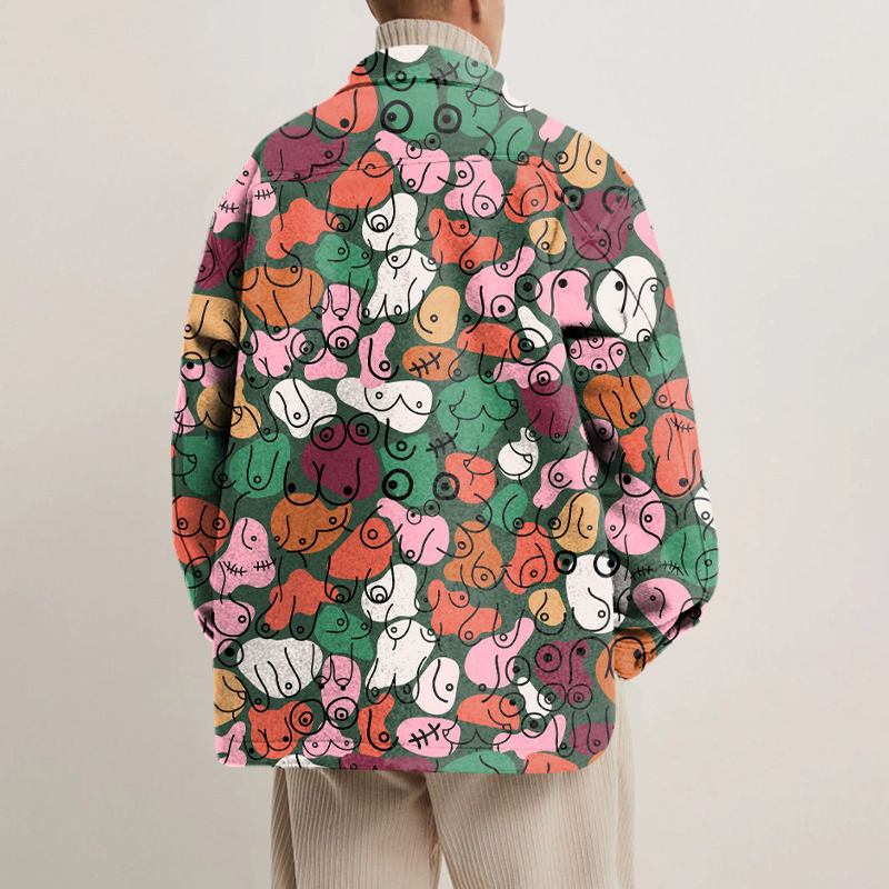 Colorful Cartoon Chest Print Shirt Jacket