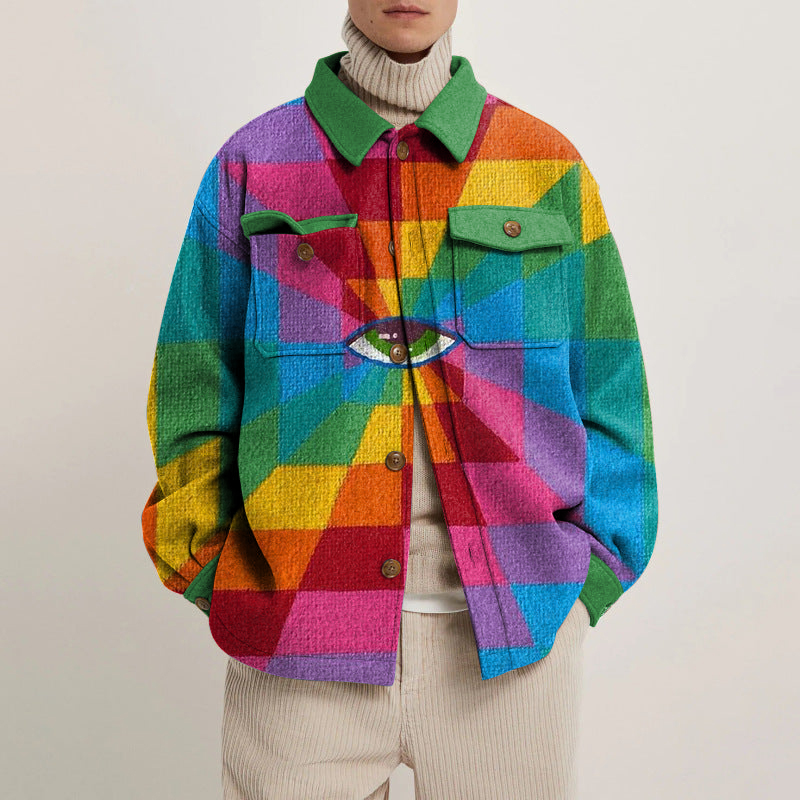 Rainbow Eyes Print Shirt Jacket