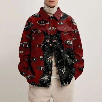 Eye Cat Print Shirt Jacket