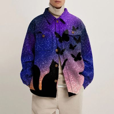 Aurora Kitten Print Shirt Jacket