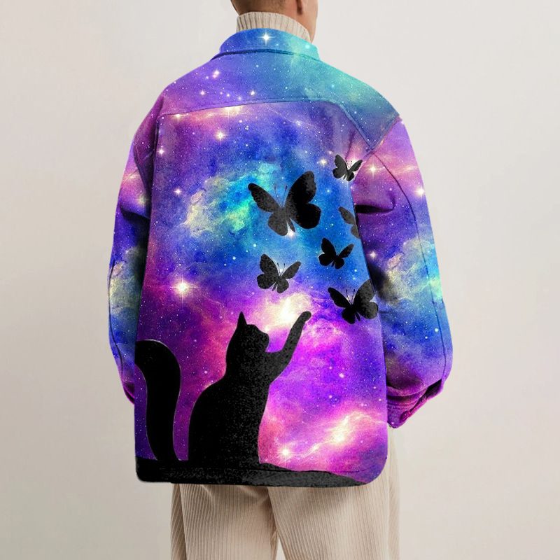 Aurora Kitten Print Shirt Jacket