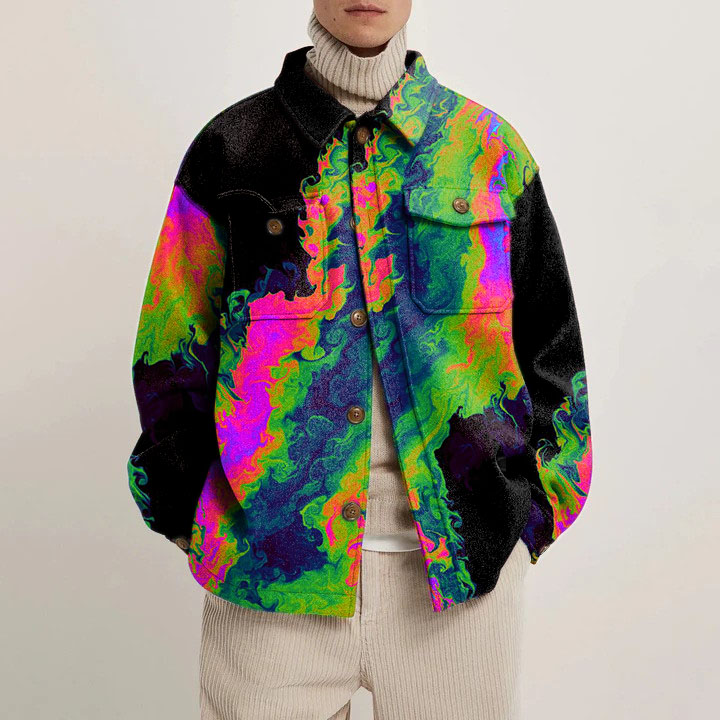 Colorful Rendering Pattern Shirt Jacket