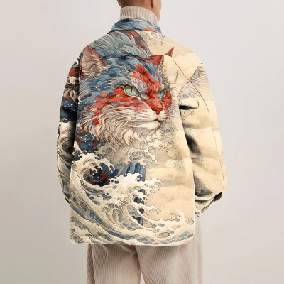 Ukiyoe Cat Pattern Shirt Jacket