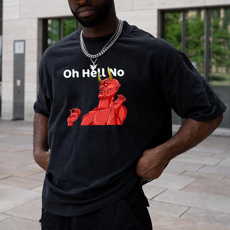 "Oh Hell No" Devil Print T-shirt