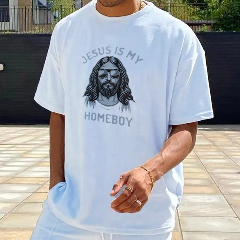 "Jesus is My Homeboy"Print Short Sleeve T-Shirt