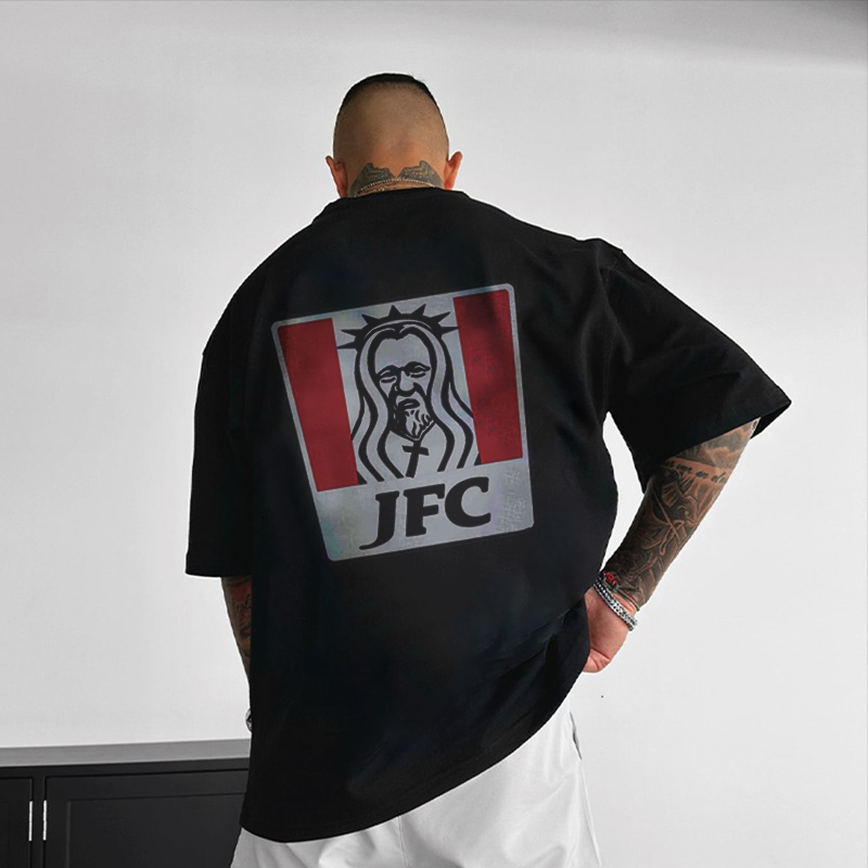 "Moshi Moshi Jesus Desu"Print Short Sleeve T-Shirt