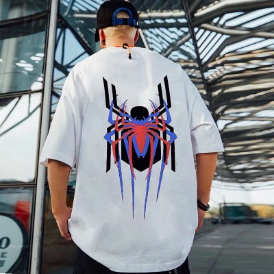 Spider Combination Print Oversized Cotton T-Shirt
