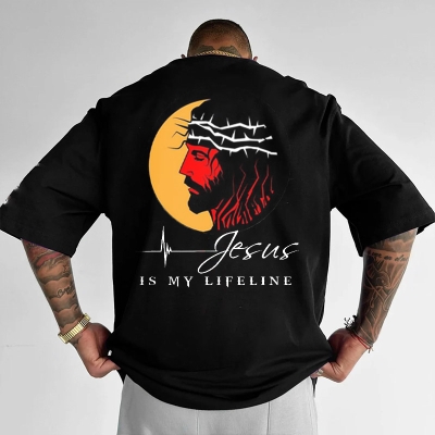 Jesus Is My Lifeline Printed Cotton T-Shirt