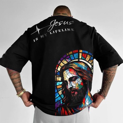 Jesus Is My Lifeline Printed Cotton T-Shirt