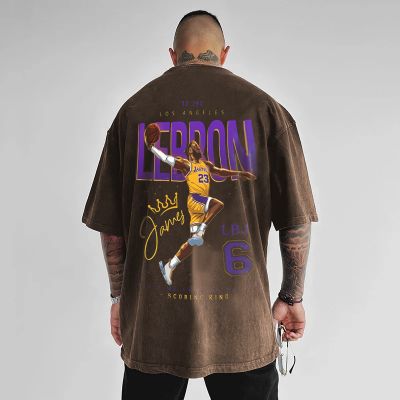 Slam Dunk Print Washed Short Sleeve T-Shirt