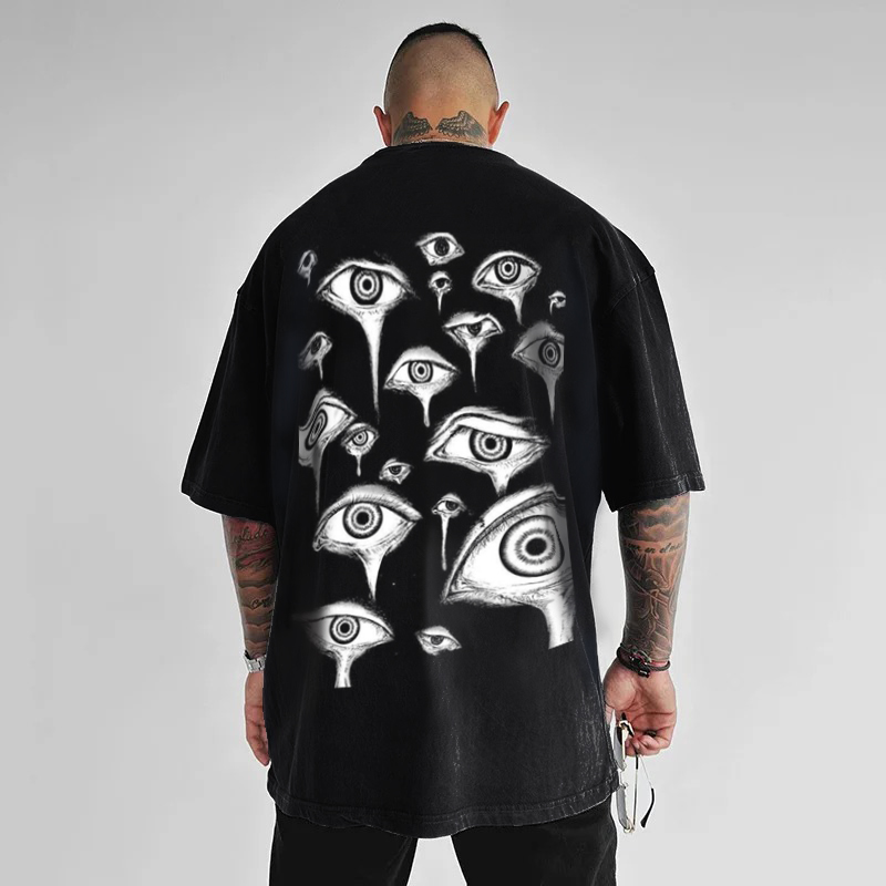 Street Back Eye Washed Print T-shirt