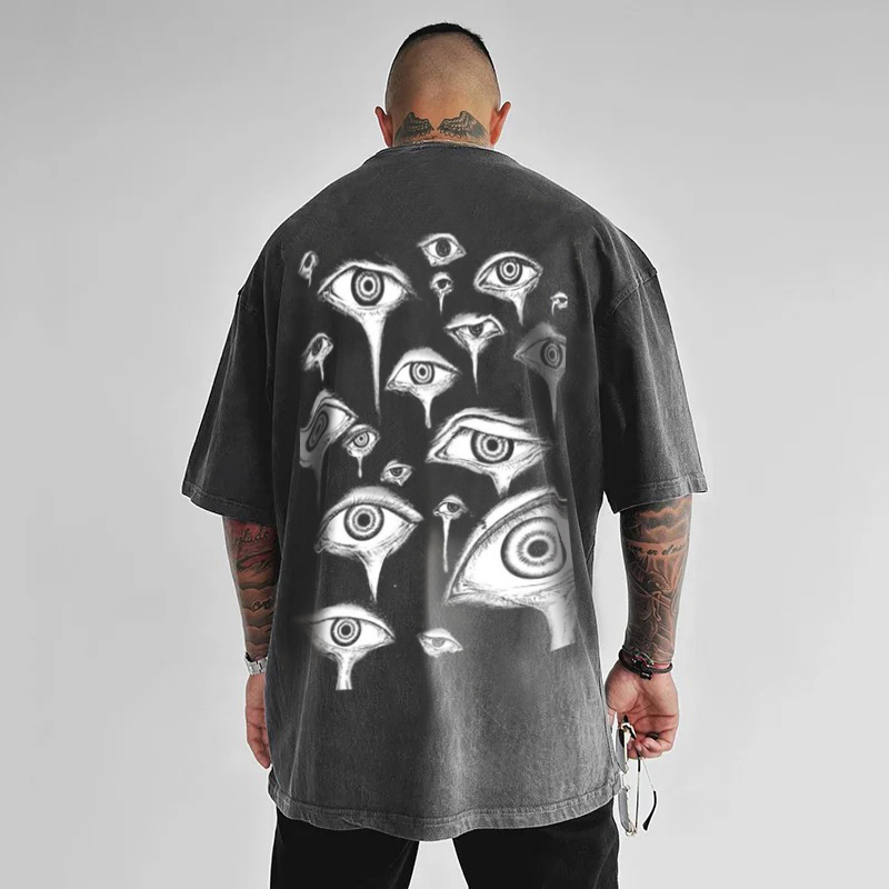 Street Back Eye Washed Print T-shirt