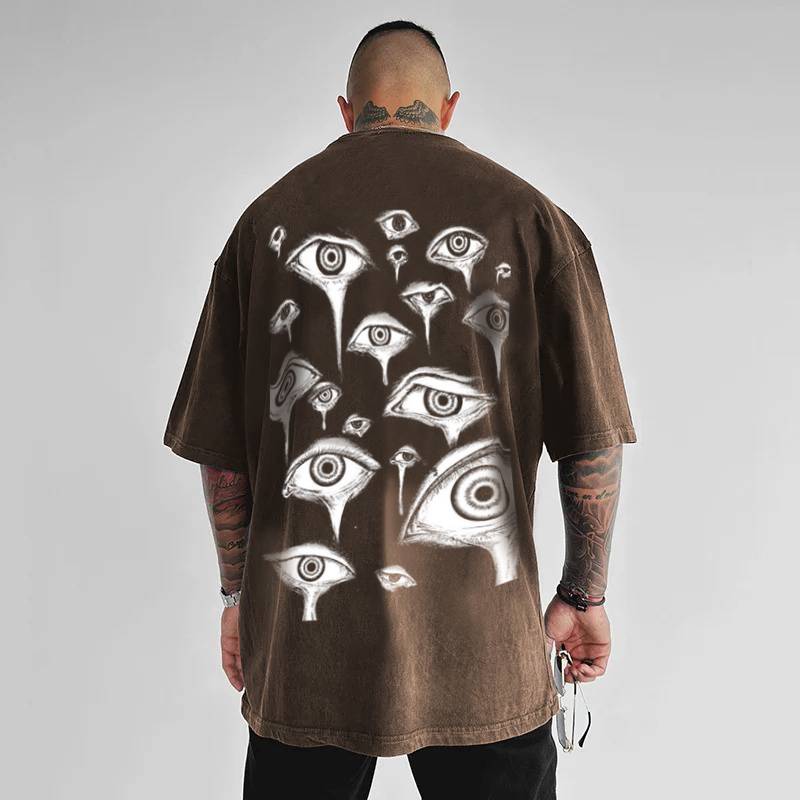 Street Back Eye Washed Print T-shirt