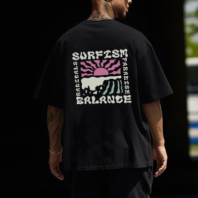 Black Surf Graphic Print T-shirt