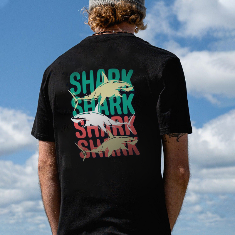 Resort Shark Print Cotton T-Shirt