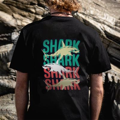 Resort Shark Print Cotton T-Shirt