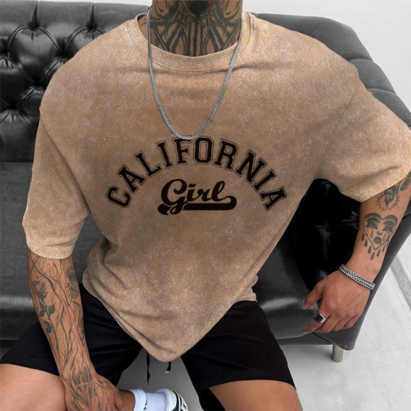 California Print Washed Cotton T-Shirt