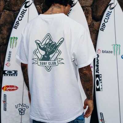 Surf Club Print Crew Neck Cotton T-Shirt