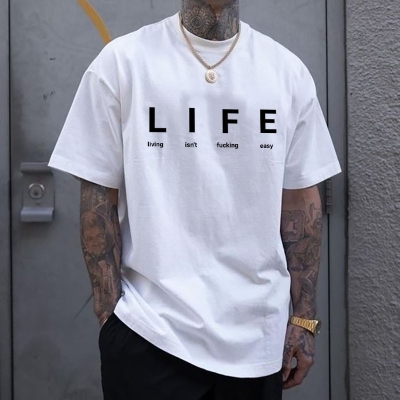 Fun Text Life Print T-shirt
